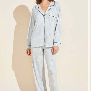 Eberjey Gisele printed long PJ set M grey light blue